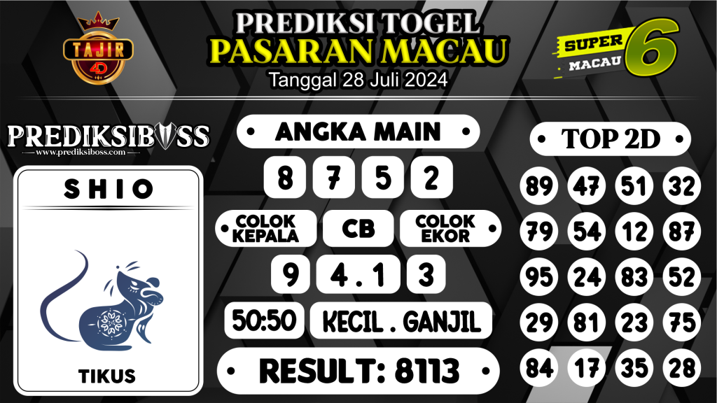 https://prediksibossnama.com/prediksi-boss-togel-macau-minggu-28-juli-2024/